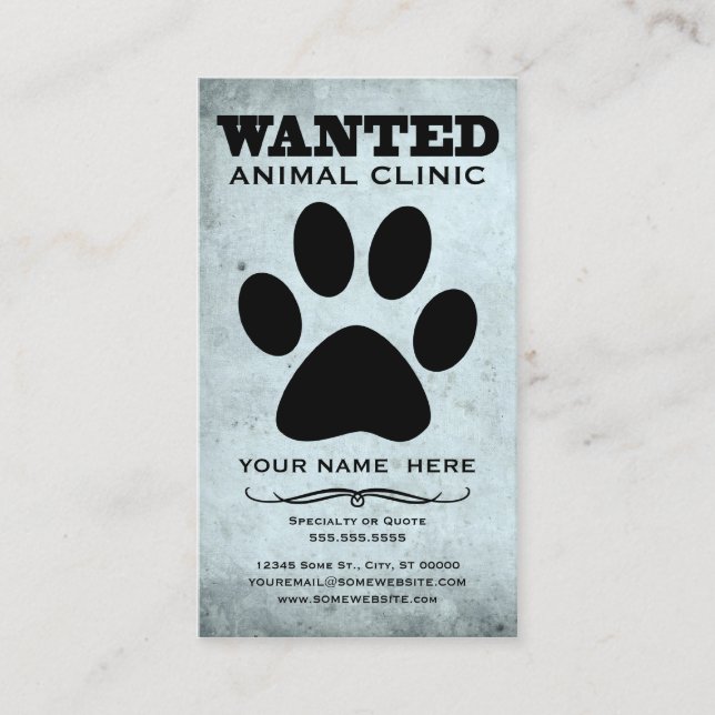 Carte De Visite recherché : clinique animale (Devant)
