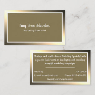 Carte De Visite Recherche d'emploi classique Ombre d'or Simple min