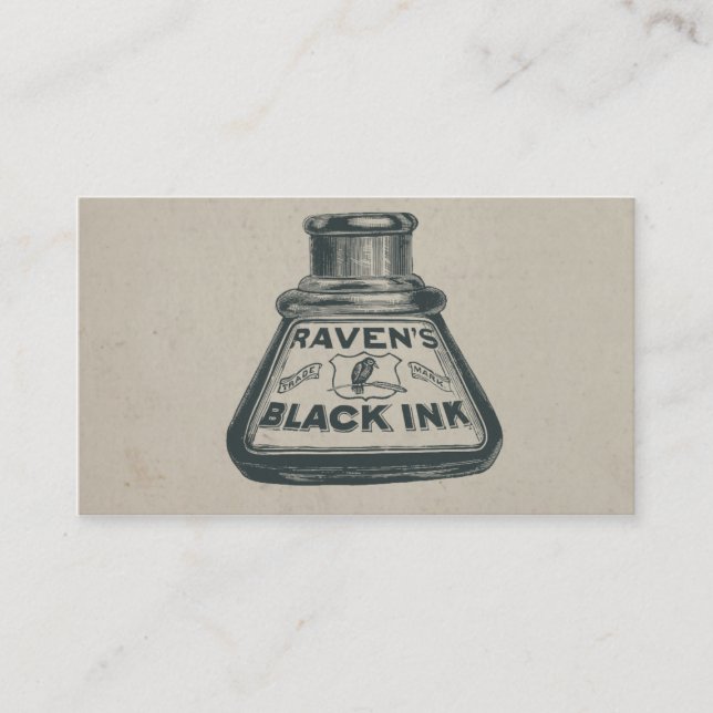 Carte De Visite Récipient à l'encre noire vintage de Ravens (Devant)