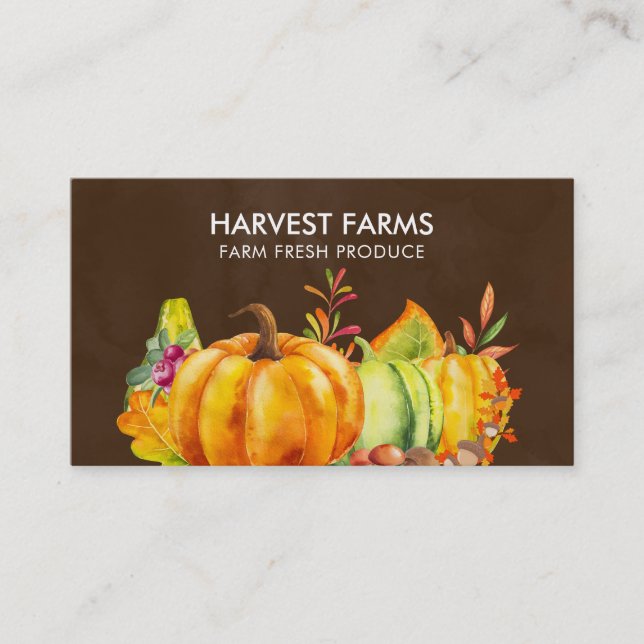 Carte De Visite Récolte de Citrouilles, de Feuilles et de légumes (Devant)