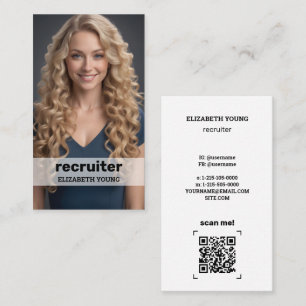 Carte De Visite Recrutement photo personnalisée et QR