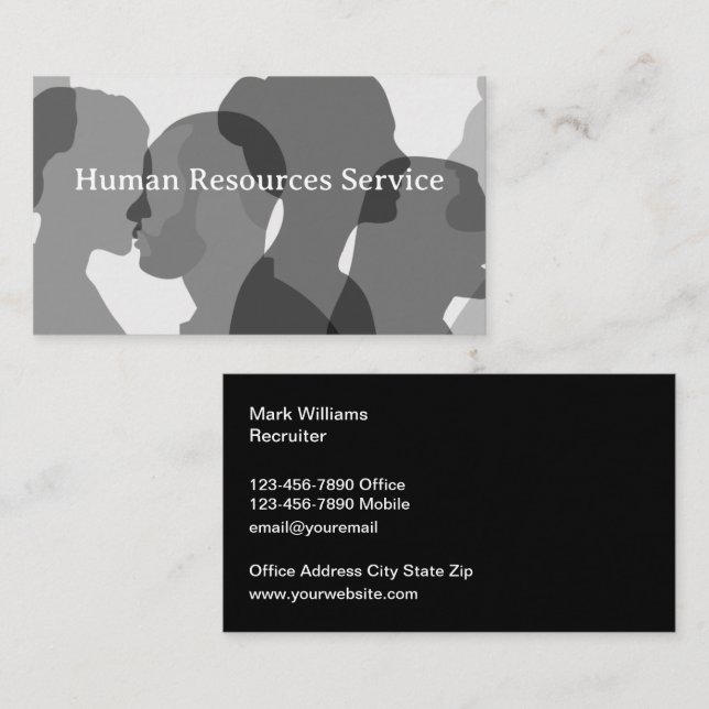 Carte De Visite Recruteur en ressources humaines (Devant / Derrière)