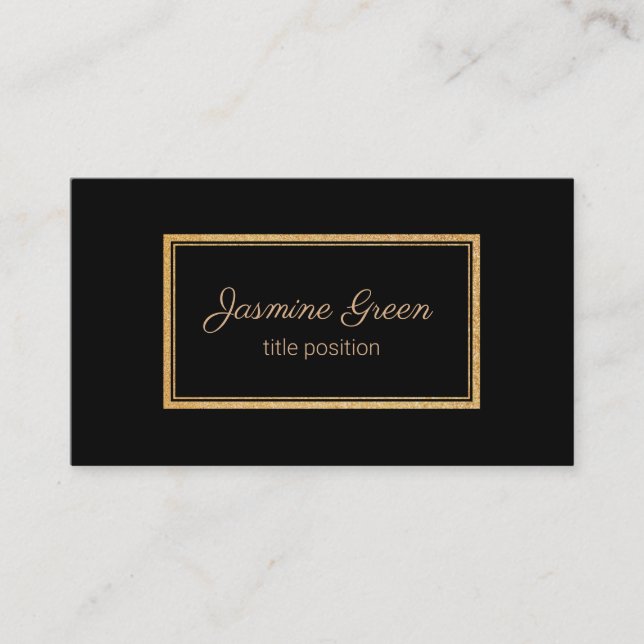 Carte De Visite Rectangle noir Parties scintillant or (Devant)