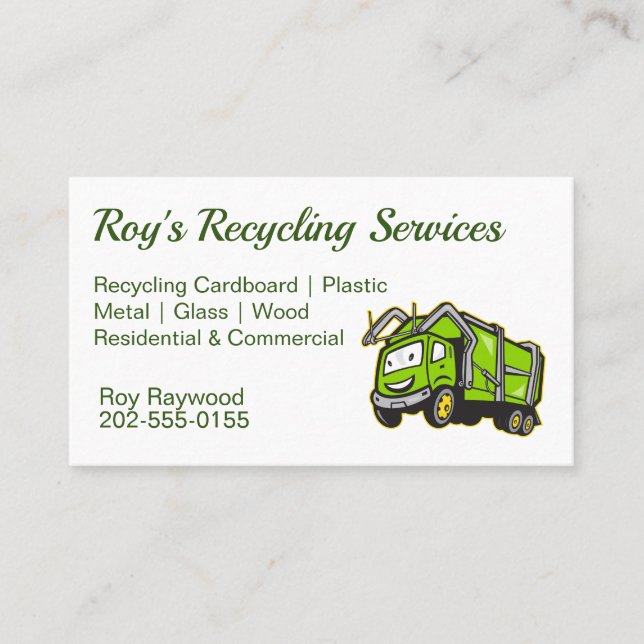 Carte De Visite Recyclage Camion à ordures (Devant)