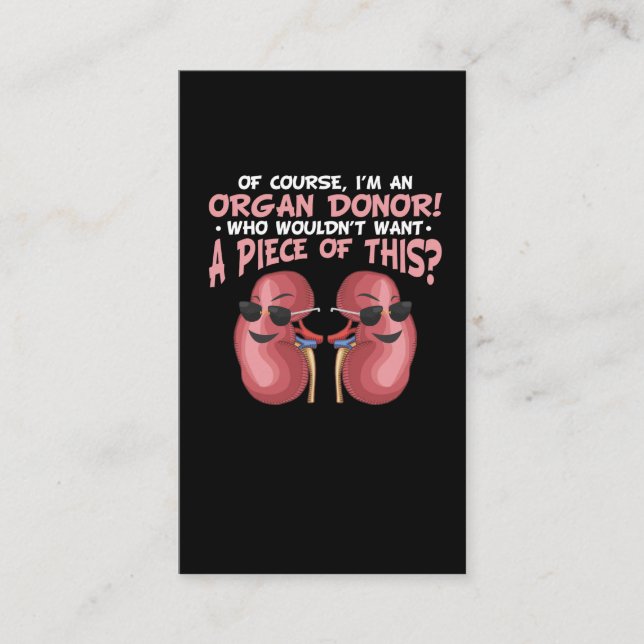 Carte De Visite Recyclage d'organes : un donneur de rein (Devant)