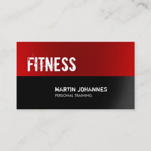 Carte De Visite Red Black Fitness Personal Trainer Bodybuilding (Devant)