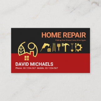 Carte De Visite Red Black Layers Gold Home Handyman Outils