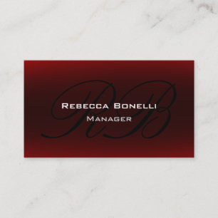 Carte de visite Red Black Script Monogram Manager