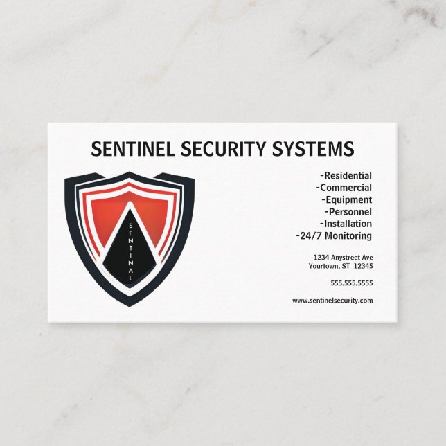 Carte De Visite Red Black White Shield Security Protection (Devant)