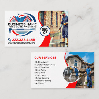 Carte De Visite Red Blue Power Wash House Cleaning Services