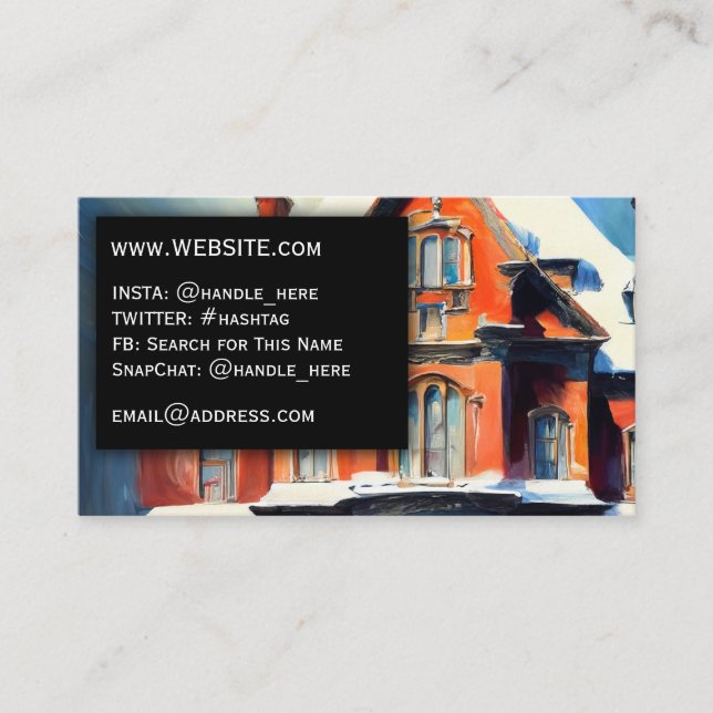 Carte De Visite Red Brick Victorian Home Professional Executive (Devant)