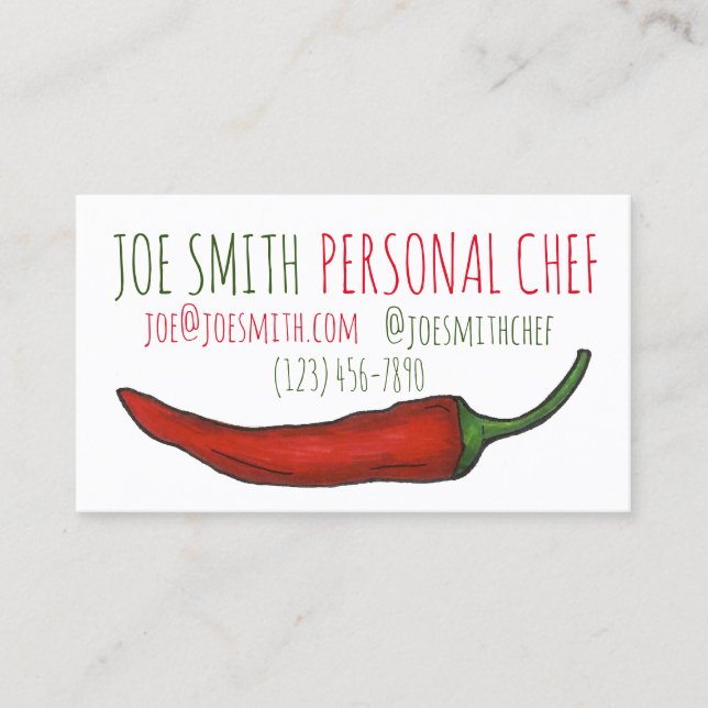 Carte De Visite Red Chili Chili Pepper Chef Restaurant Cuisine Cui (Devant)