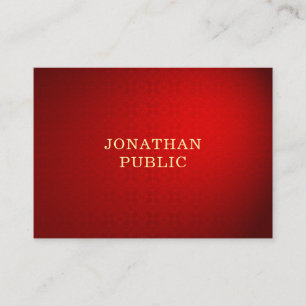 Carte De Visite Red Damask Gold Text Elegant Modèle professionnel
