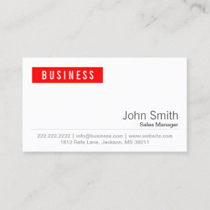 Carte de visite Red Étiquette Sales Manager