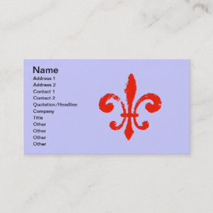 Carte De Visite Red Fleur De Lis affligé,