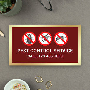Carte De Visite Red Gold Bugs Remoding Pest Control Service