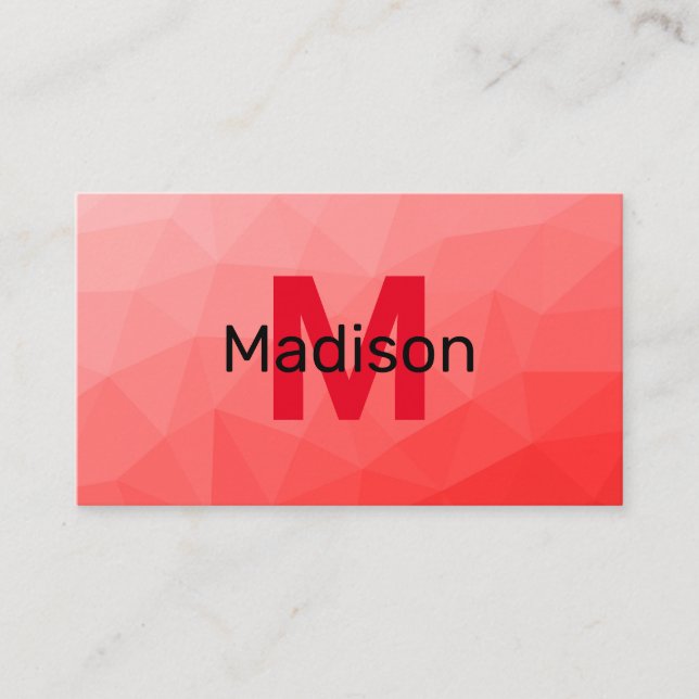 Carte De Visite Red gradient geometric mesh pattern Monogram (Devant)