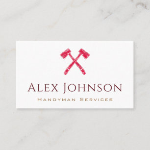 Carte De Visite Red Grunge Ax Logo Handyman Home Repair Service