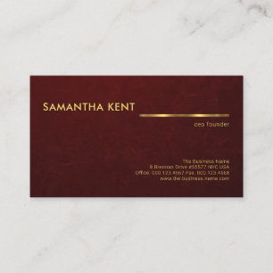 Carte De Visite Red Grunge Texture Faux Gold Line PDG fondateur
