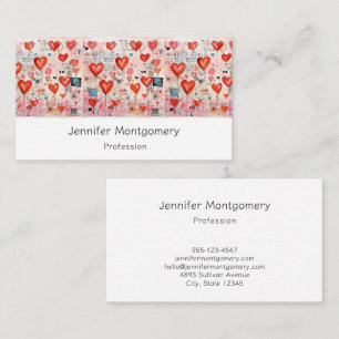 Carte De Visite Red Hearts Whimsical Love Motif