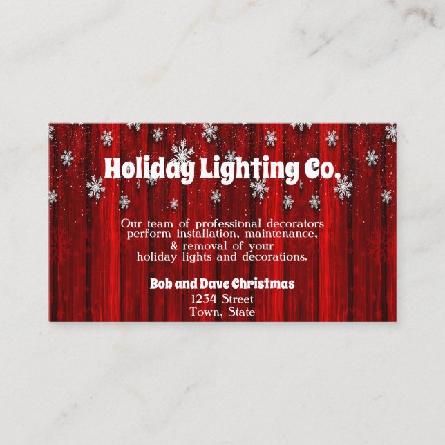 Carte De Visite Red Holiday Snowflakes Lightouse Company (Devant)