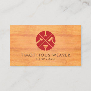 Carte De Visite Red Home Repair Logo Bois Grain
