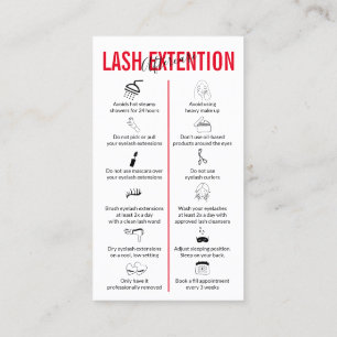 Carte De Visite Red Lash Extension Afcare