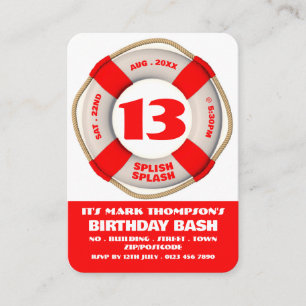 Carte De Visite Red Life Ring, Pool Party Anniversaire de remise B