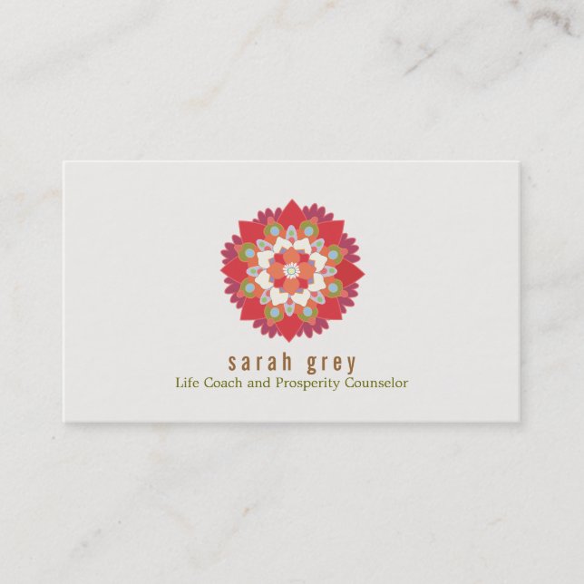 Carte De Visite Red Lotus Flower Santé & Bien-être Élégant Floral (Devant)