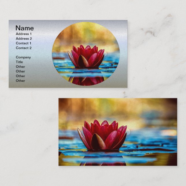 Carte De Visite Red Lotus Water Lily Flower (Devant / Derrière)