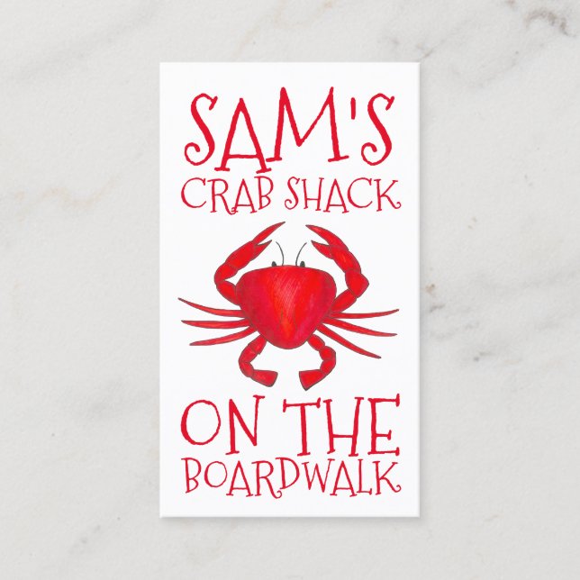 Carte De Visite Red Maryland Crabe Shack Crabes Plage Aliments Océ (Devant)