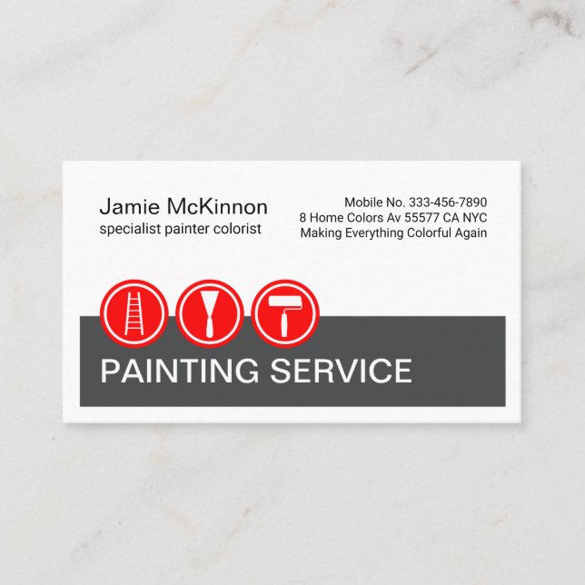 Carte De Visite Red Painting Icons On Grey Layer Painter (Devant)