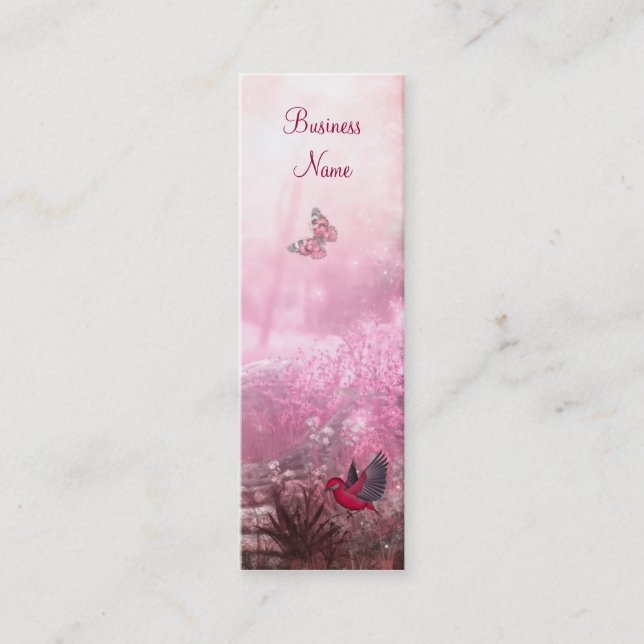 Carte de visite Red Pink Woodland Bird Skinny (Devant)