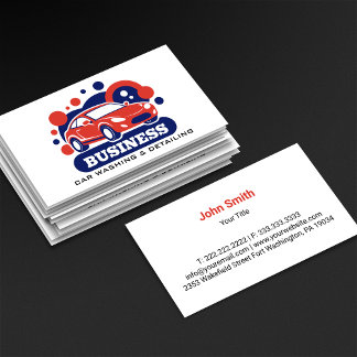 Carte De Visite Red Sport Car Wash Detailing Service