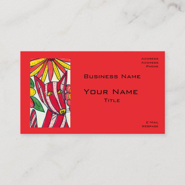 Carte De Visite Red Stripped Dog Business Cards (Devant)