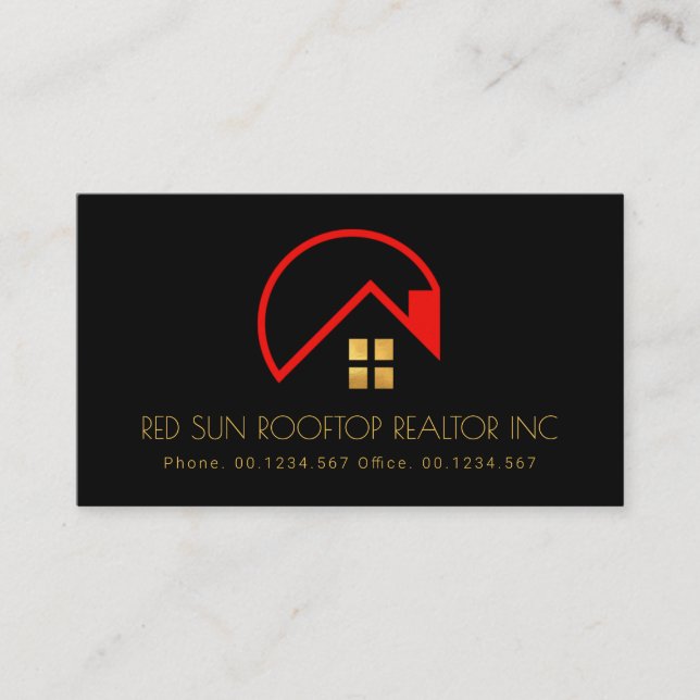 Carte De Visite Red Sun Roof Gold Windows Realty (Devant)