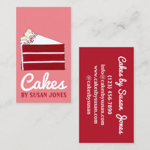Carte De Visite Red Velvet Cake Slice Boulangerie Pâtisserie Bake 