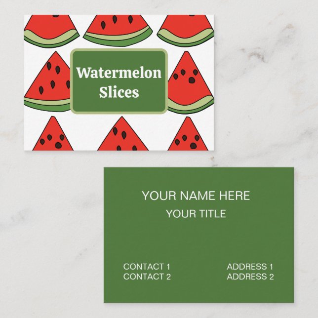 Carte De Visite Red Watermelon Slice Fruit (Devant / Derrière)