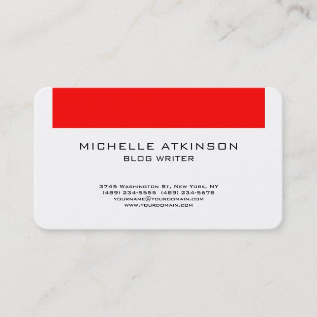 Carte De Visite Red White Social Media Blog Writer Internet Web (Devant)