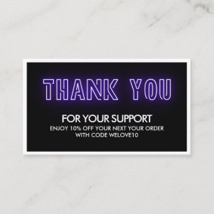 Carte De Visite Réduction Merci Elegant Neon sur Instagram