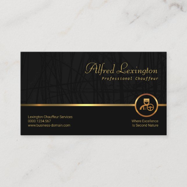 Carte De Visite Reed Plante Grunge Exquise Black Gold Line (Devant)