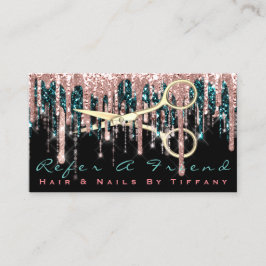 Carte De Visite Référez Un Ami Rose Ciseaux Coiffeur Noir