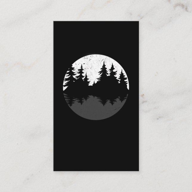 Carte De Visite Réflexion de la lune forestière Arbres Silhouette (Devant)
