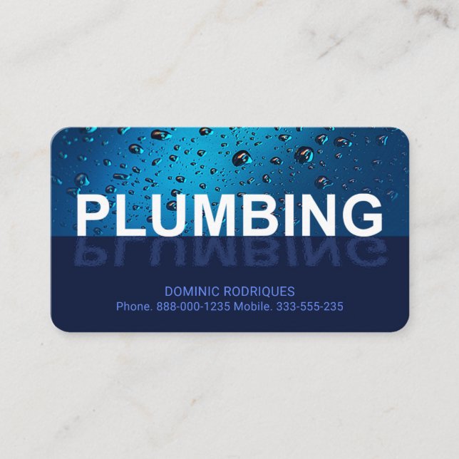 Carte De Visite Réflexion de plomberie goutte d'eau (Devant)