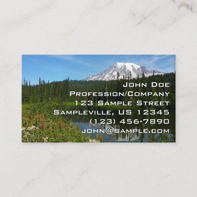 Carte De Visite Réflexion du lac Rainier avec Fleurs sauvages (Devant)