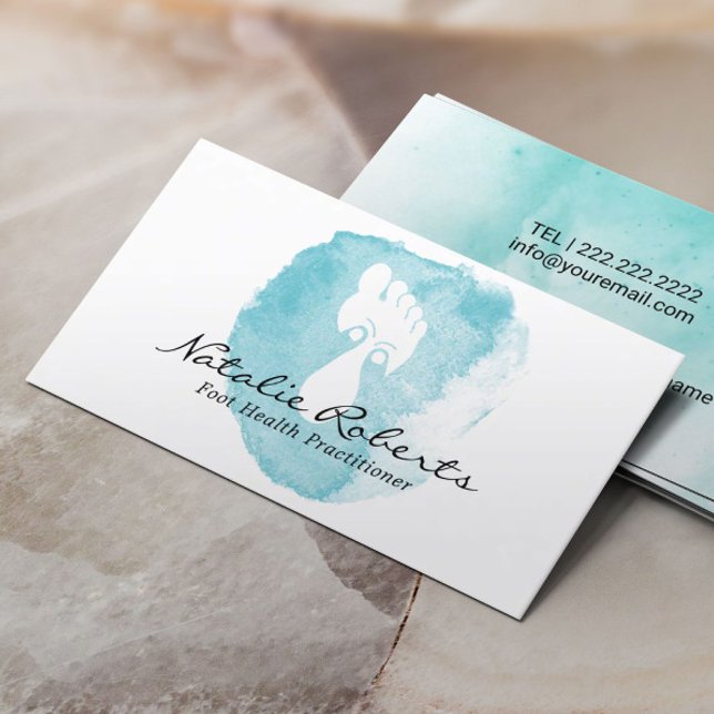Carte De Visite Réflexologie du pied Spa Aquarelle Massage Thérapi (Créateur téléchargé)