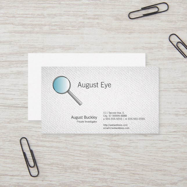 Carte De Visite Regard texturisé par investigations de loupe (Devant/Arrière en situation)