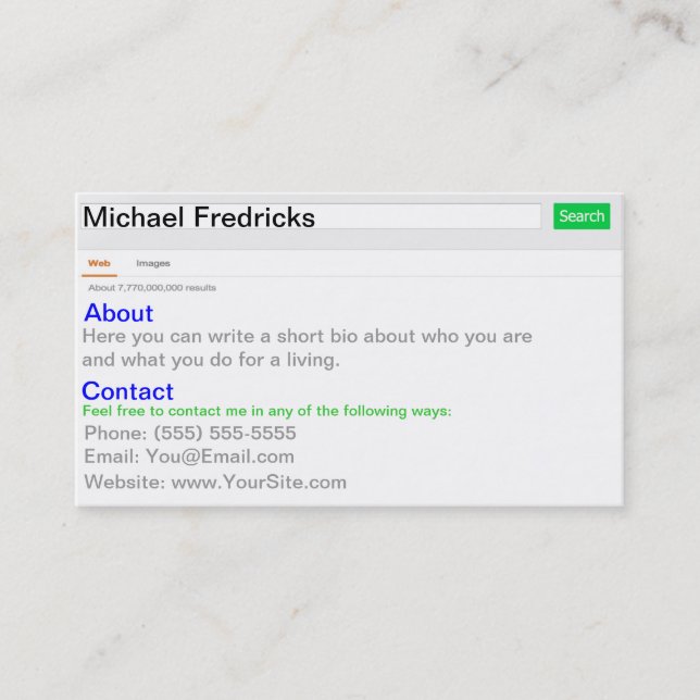 Carte De Visite Regardez-moi ! (Devant)