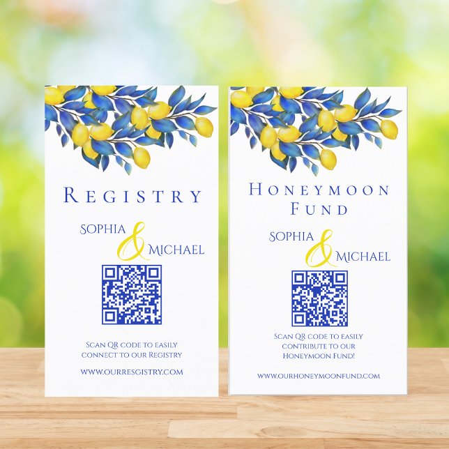 Carte De Visite Registre méditerranéen-citrons-Mariage-lune de mie (Lomons- Mediterranean Wedding Registry-Honeymoon )