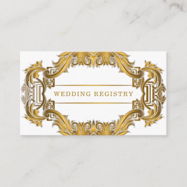 Carte De Visite Registre simple des Mariages d'ornement d'or blanc (Devant)